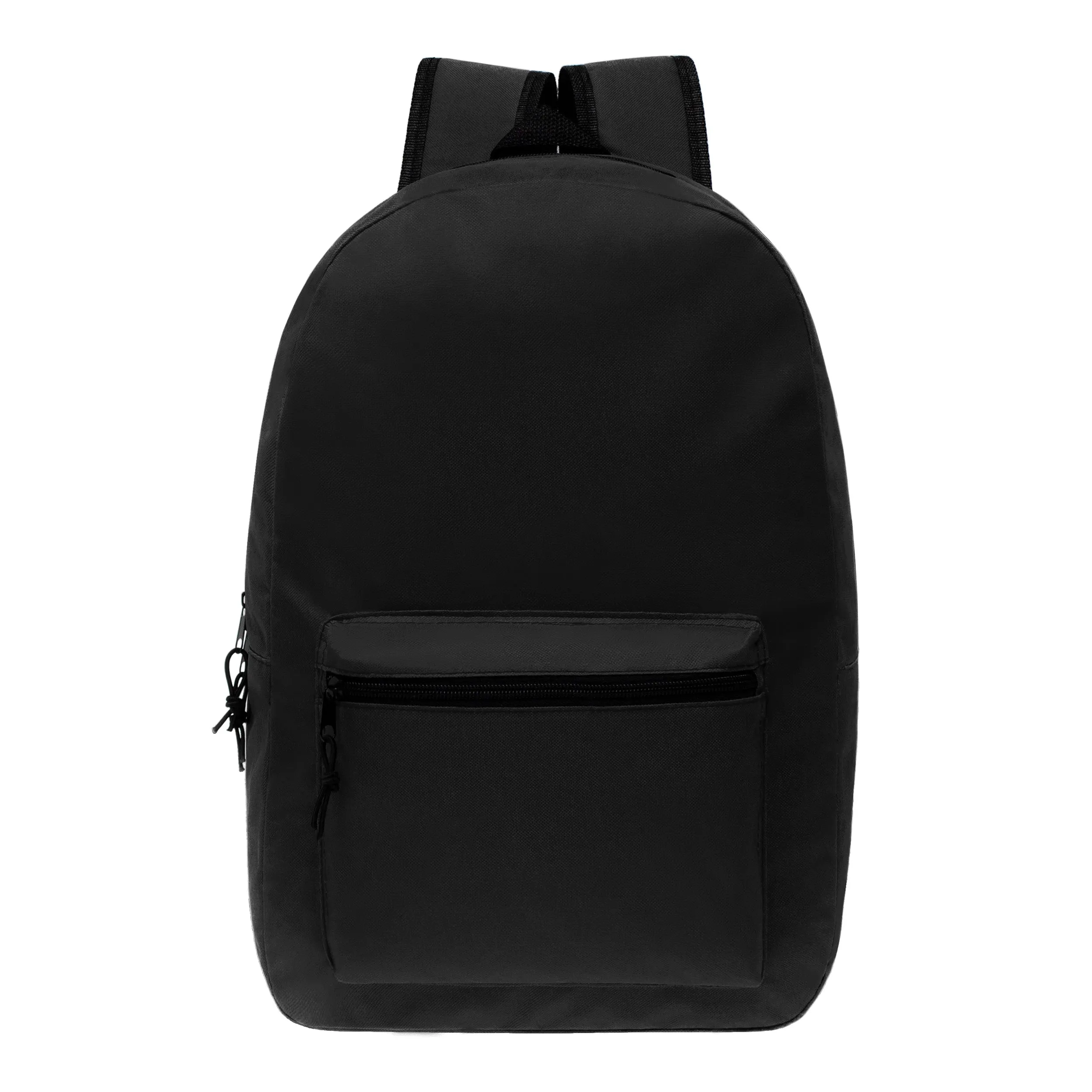 17" Kids Basic Wholesale Backpack in Black - Bulk Case of 24