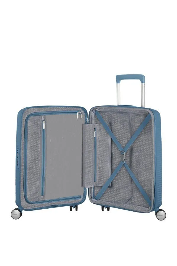 American Tourister Soundbox 55cm Cabin Spinner - Expandable | Stone Blue