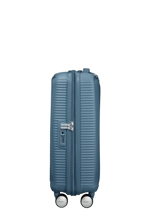 American Tourister Soundbox 55cm Cabin Spinner - Expandable | Stone Blue