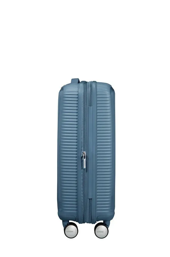 American Tourister Soundbox 55cm Cabin Spinner - Expandable | Stone Blue