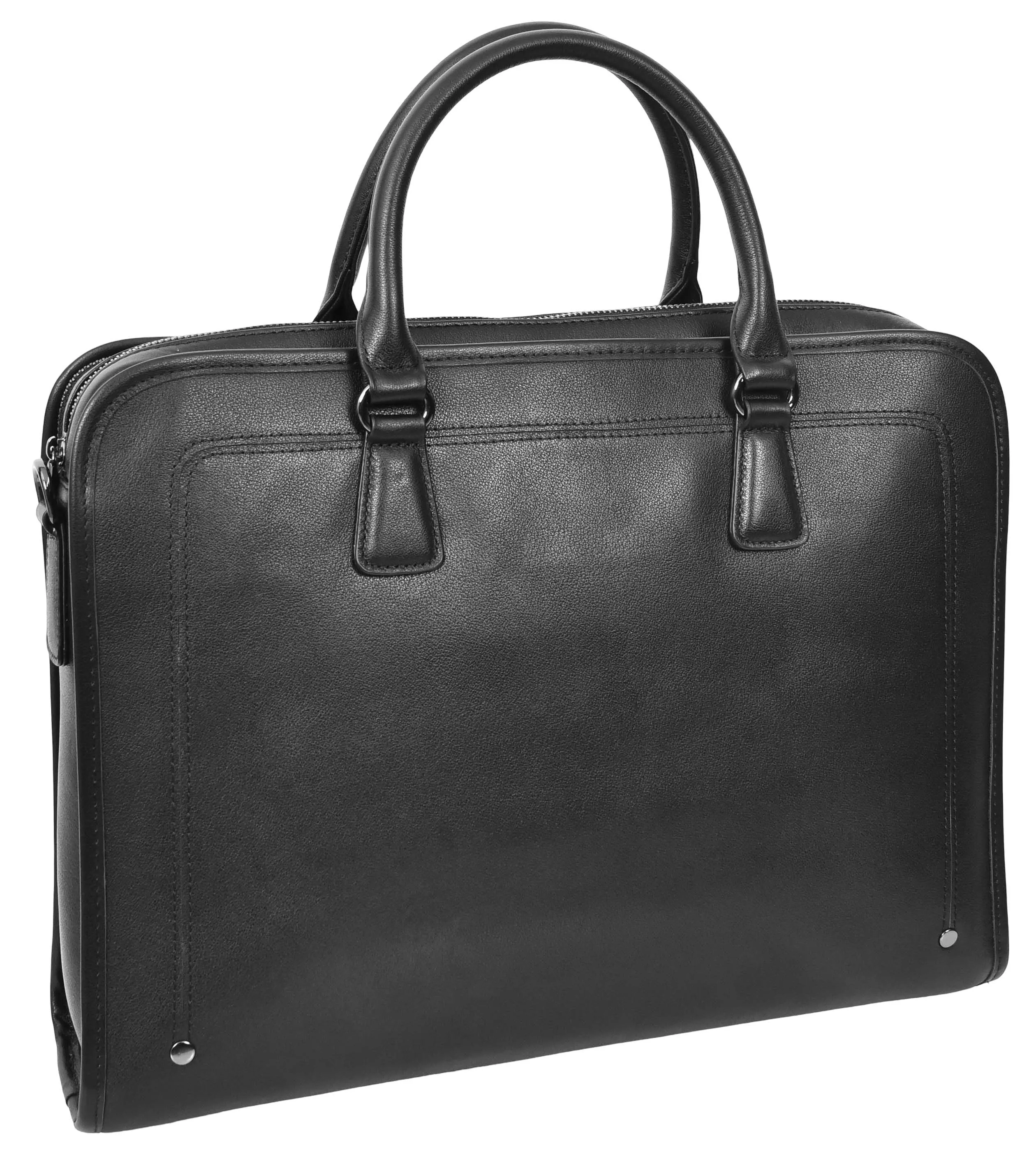 Bagmaster Genuine Leather Organiser Cross-Body Briefcase Black