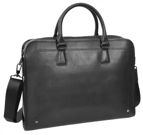 Bagmaster Genuine Leather Organiser Cross-Body Briefcase Black