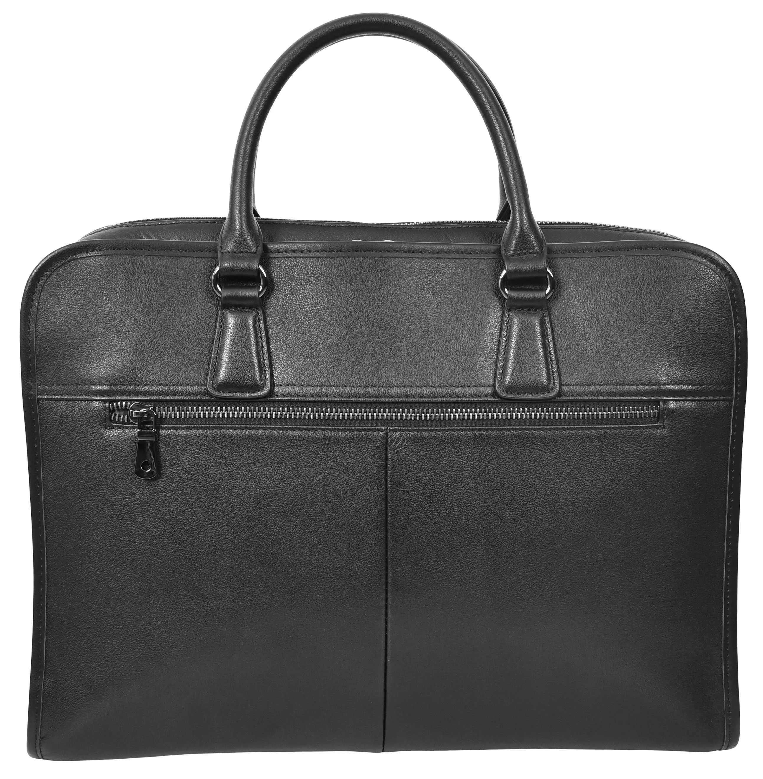 Bagmaster Genuine Leather Organiser Cross-Body Briefcase Black