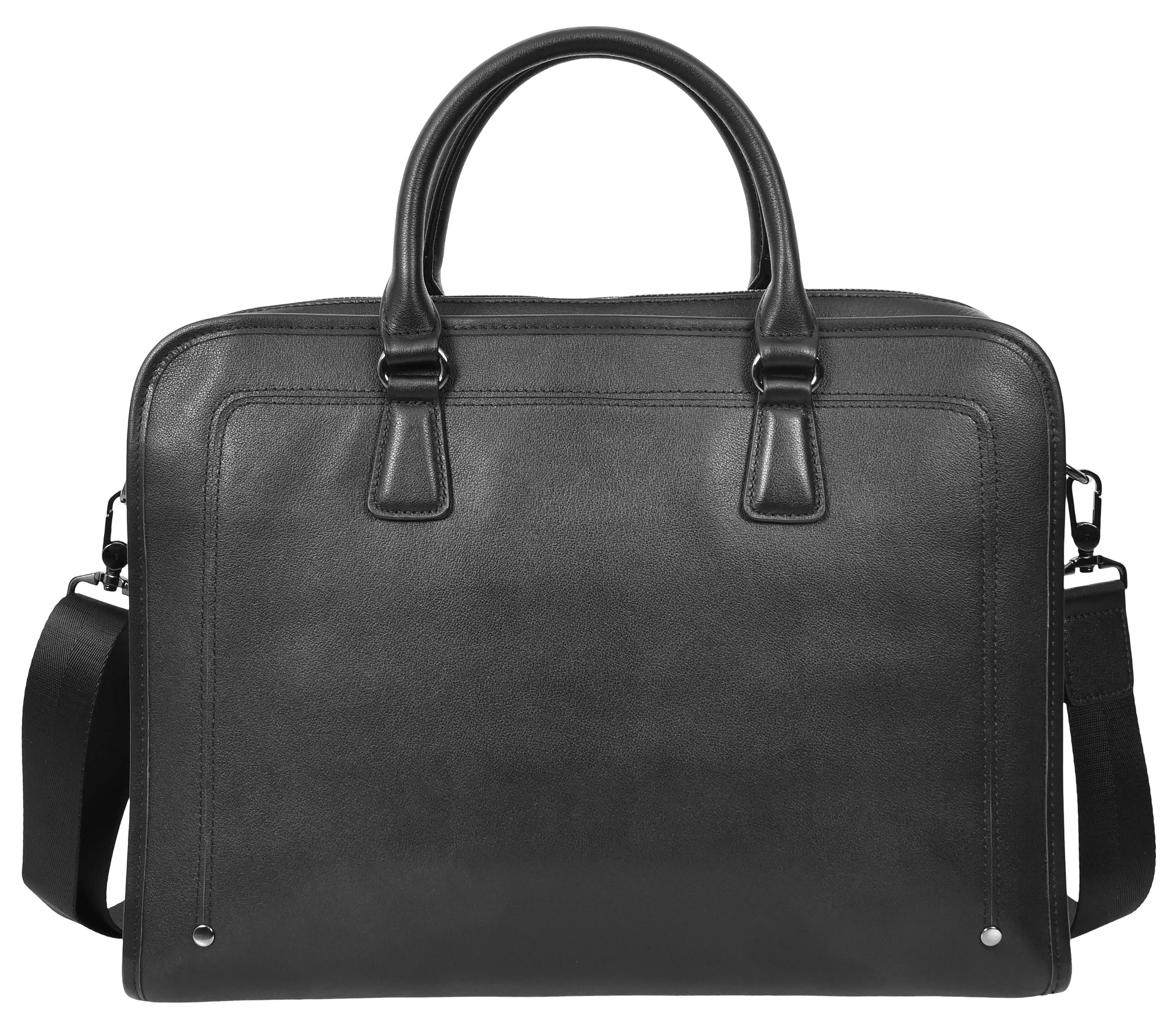 Bagmaster Genuine Leather Organiser Cross-Body Briefcase Black