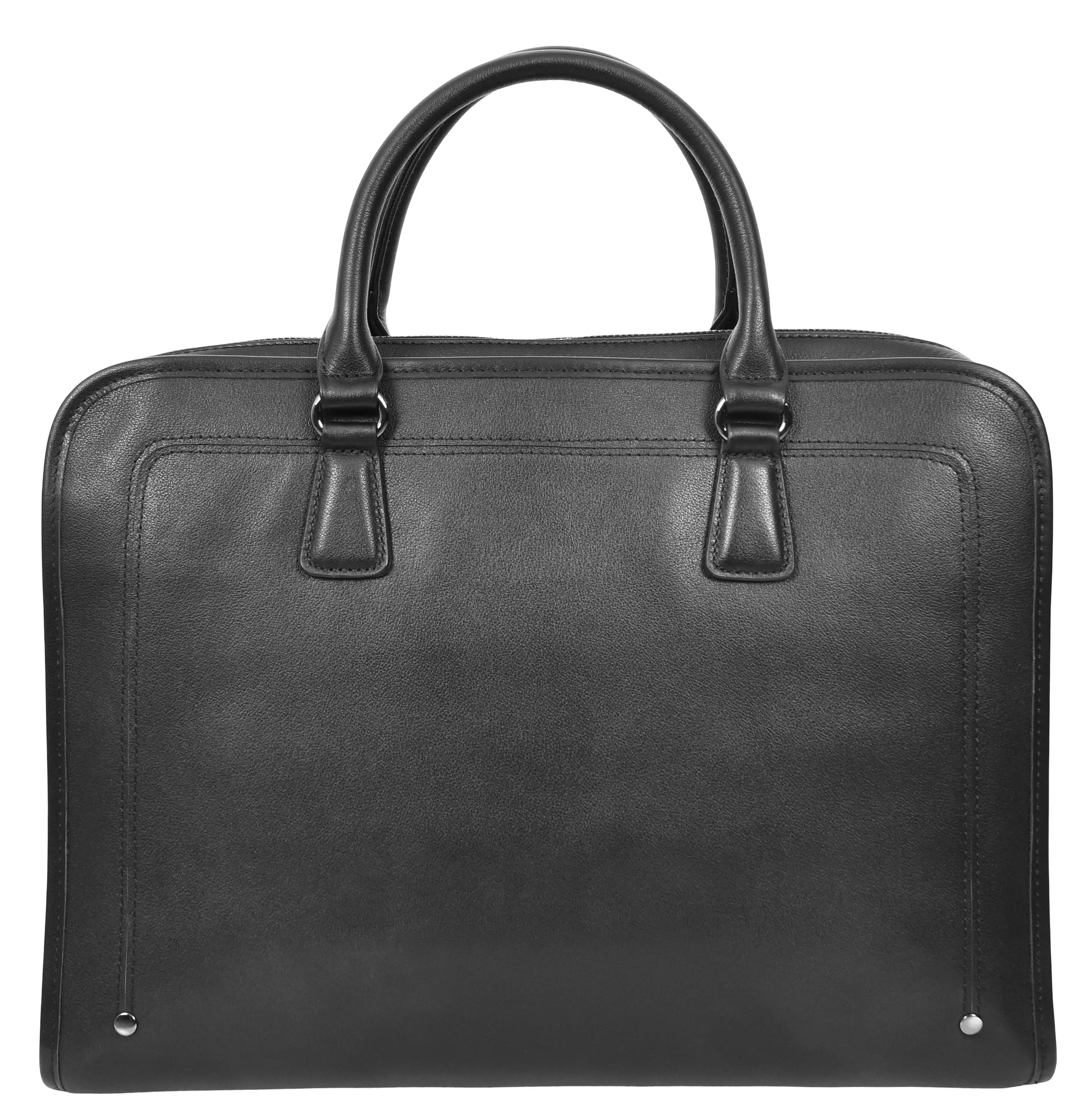 Bagmaster Genuine Leather Organiser Cross-Body Briefcase Black