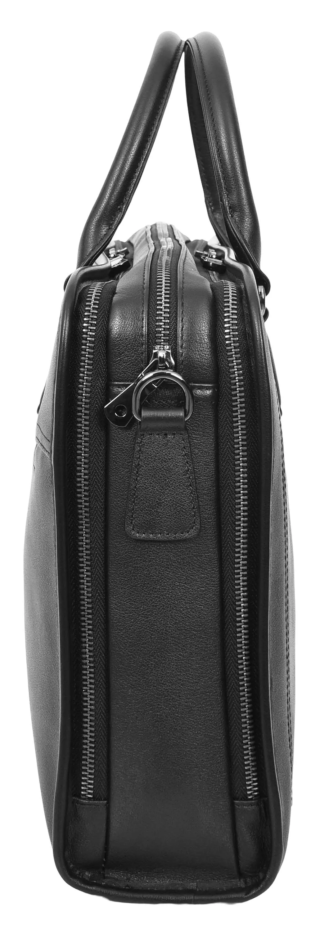 Bagmaster Genuine Leather Organiser Cross-Body Briefcase Black