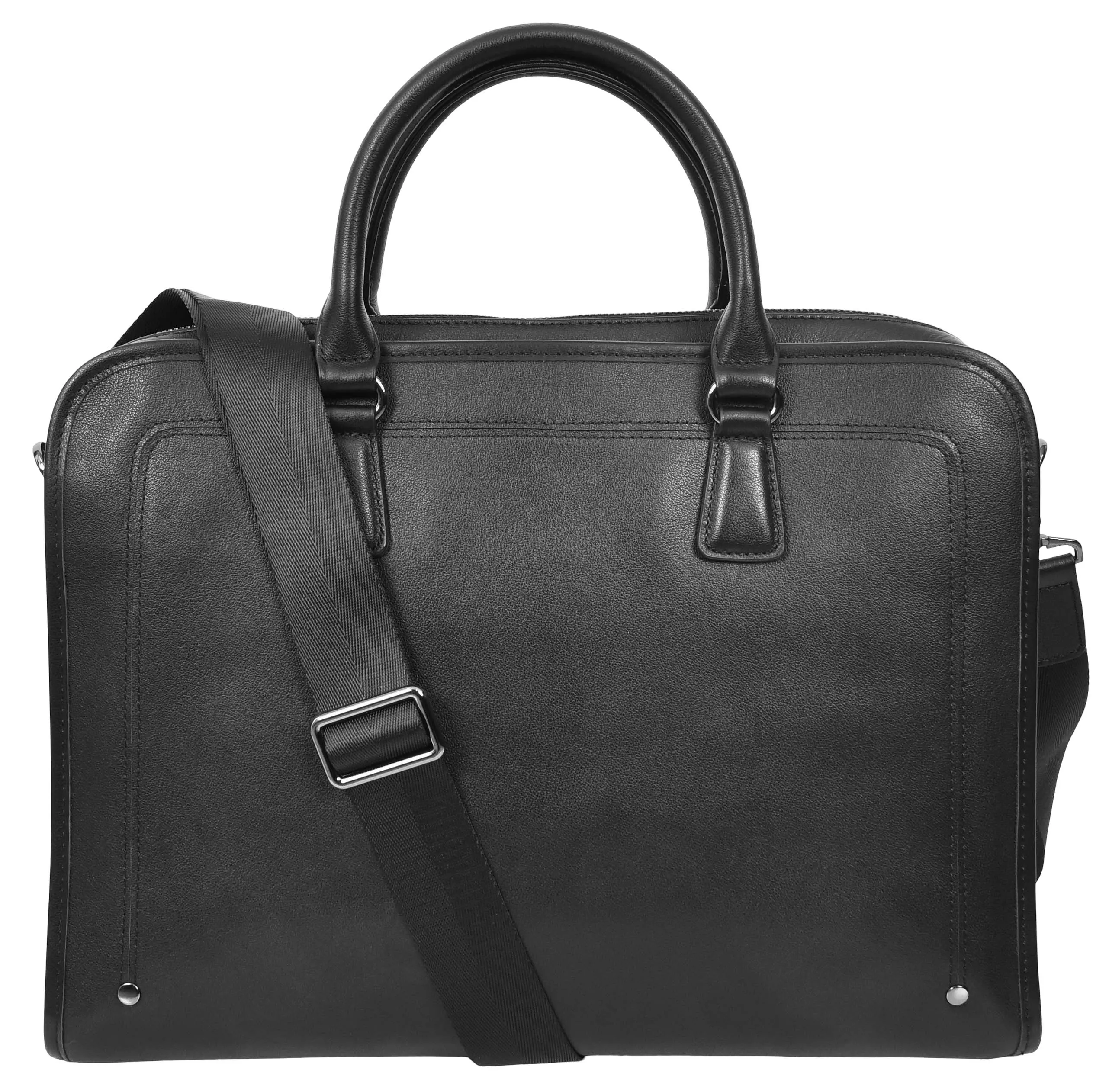 Bagmaster Genuine Leather Organiser Cross-Body Briefcase Black