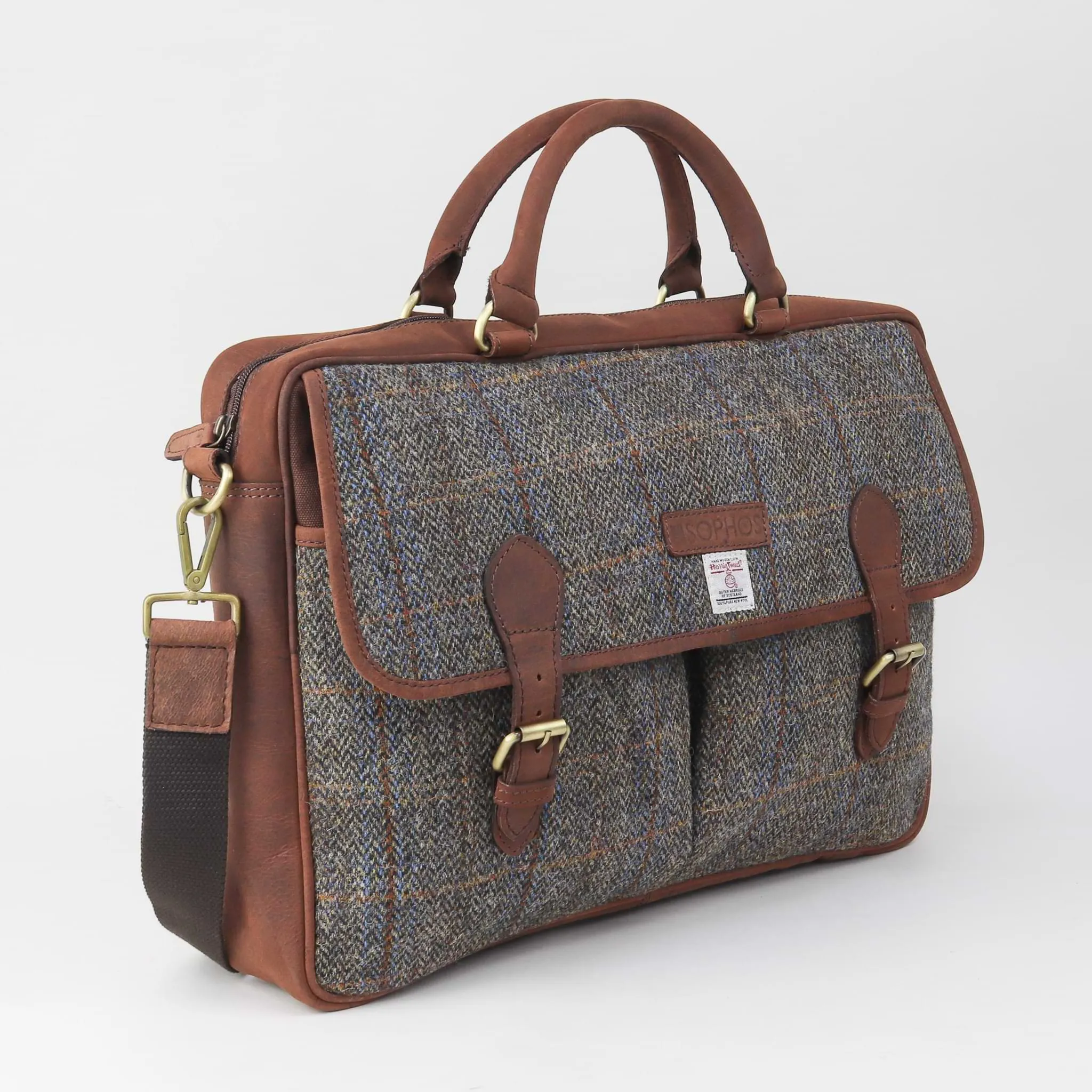 Brown Harris Tweed Briefcase - Refined Laptop Bag