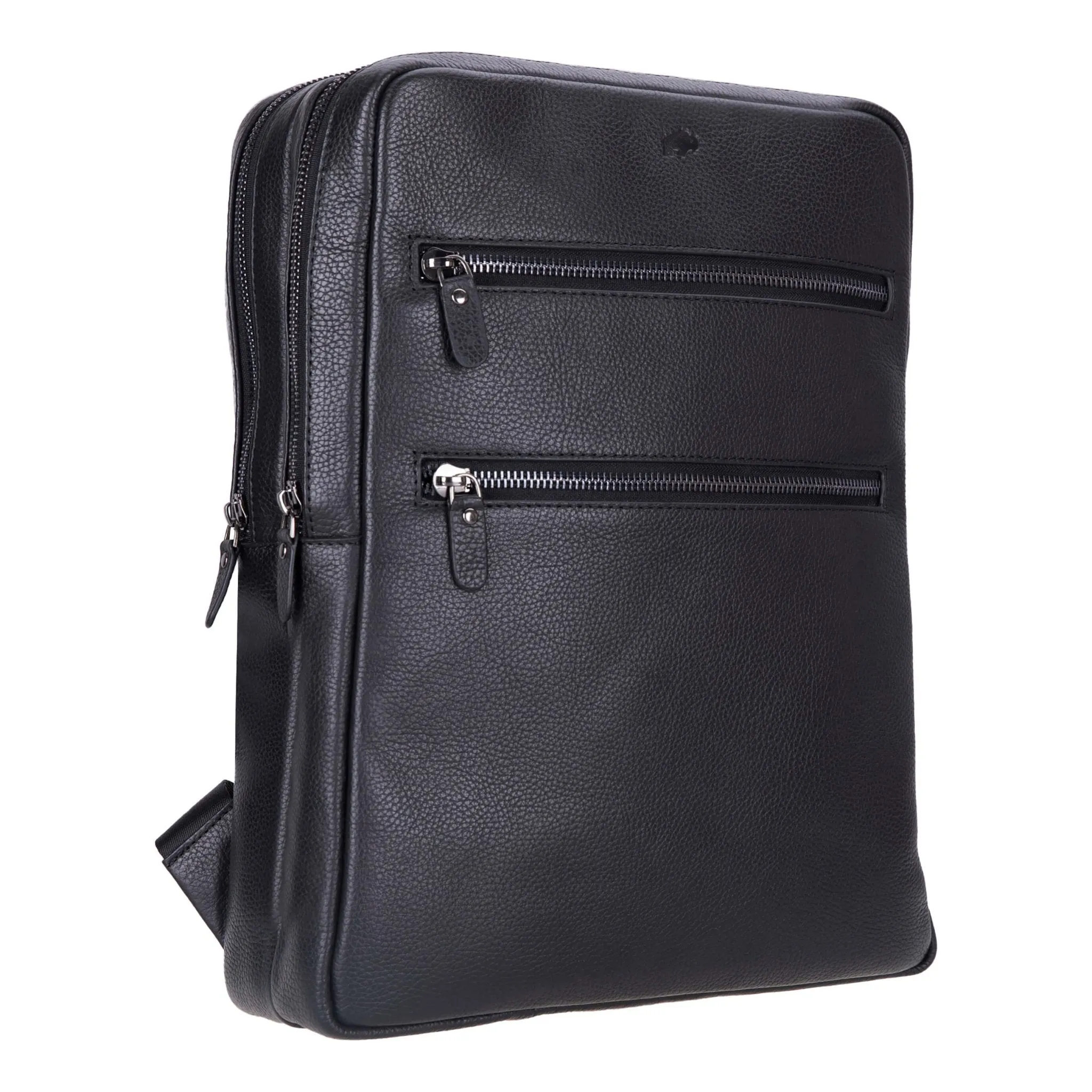 Castle Leather Backpack 16", Pebble Black