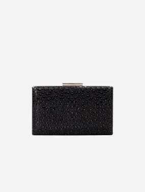 Clara Vegan Sequin Glitter Clutch | Black