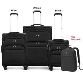 Delsey Sky Max 3Piece Luggage Trolley Set    Free Delsey Agreable Backpack