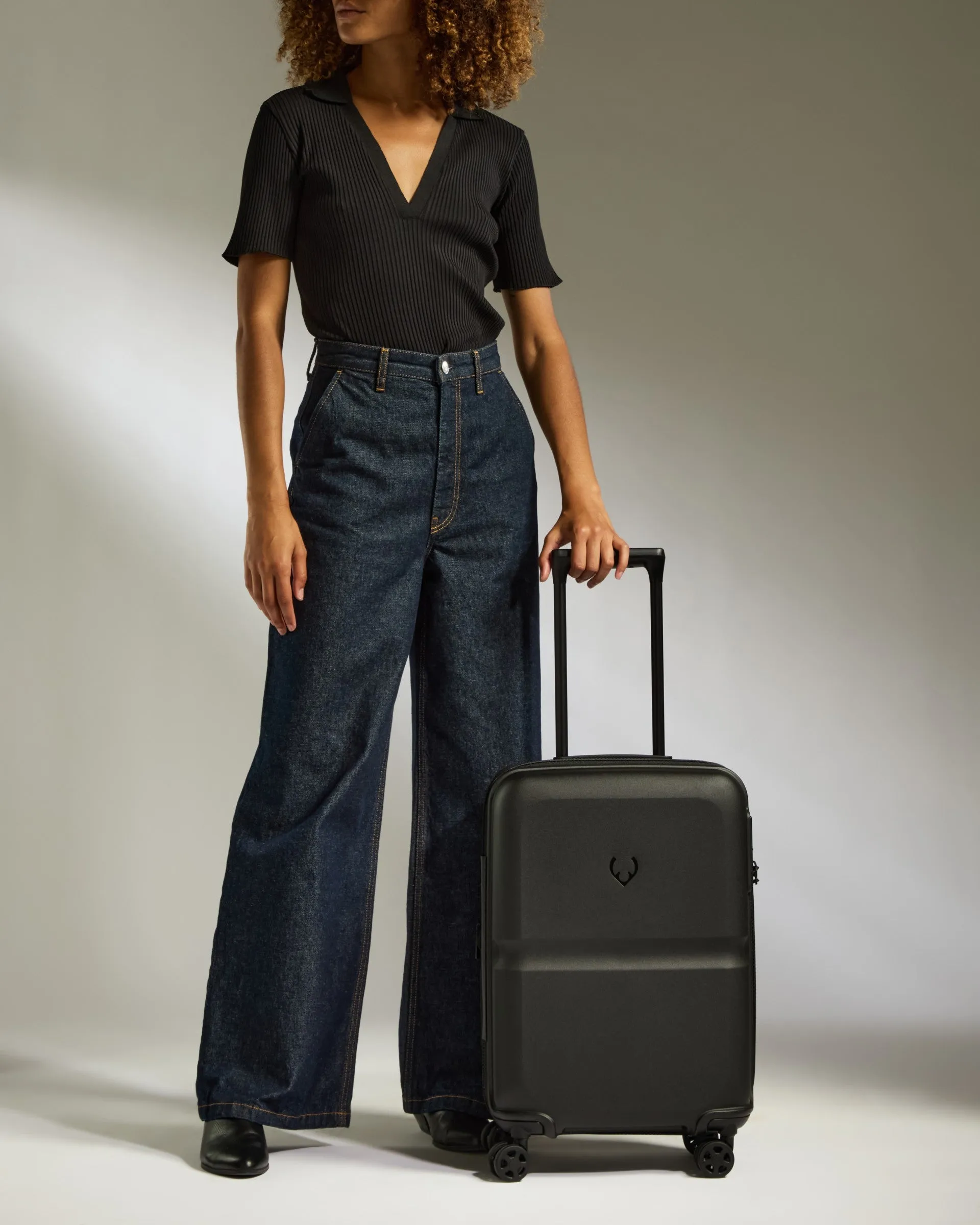 Expandable Carry-on Luggage in Black - Single Stripe