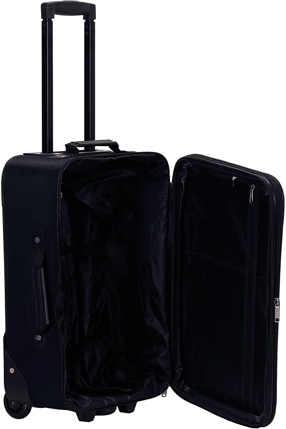 Fashion Soft-side Upright Luggage Set, Black, 2-Piece 14"/19"