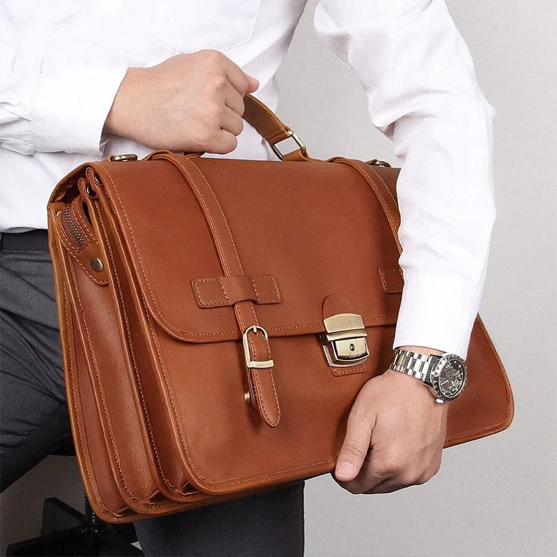 JMD Winter New British Style Leather Briefcase for Men, Soft Handle, Oversize