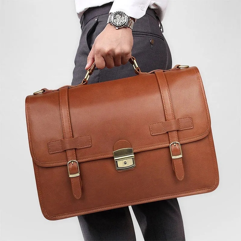 JMD Winter New British Style Leather Briefcase for Men, Soft Handle, Oversize