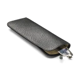 Large Leather Glasses Case - Black Pebble Grain