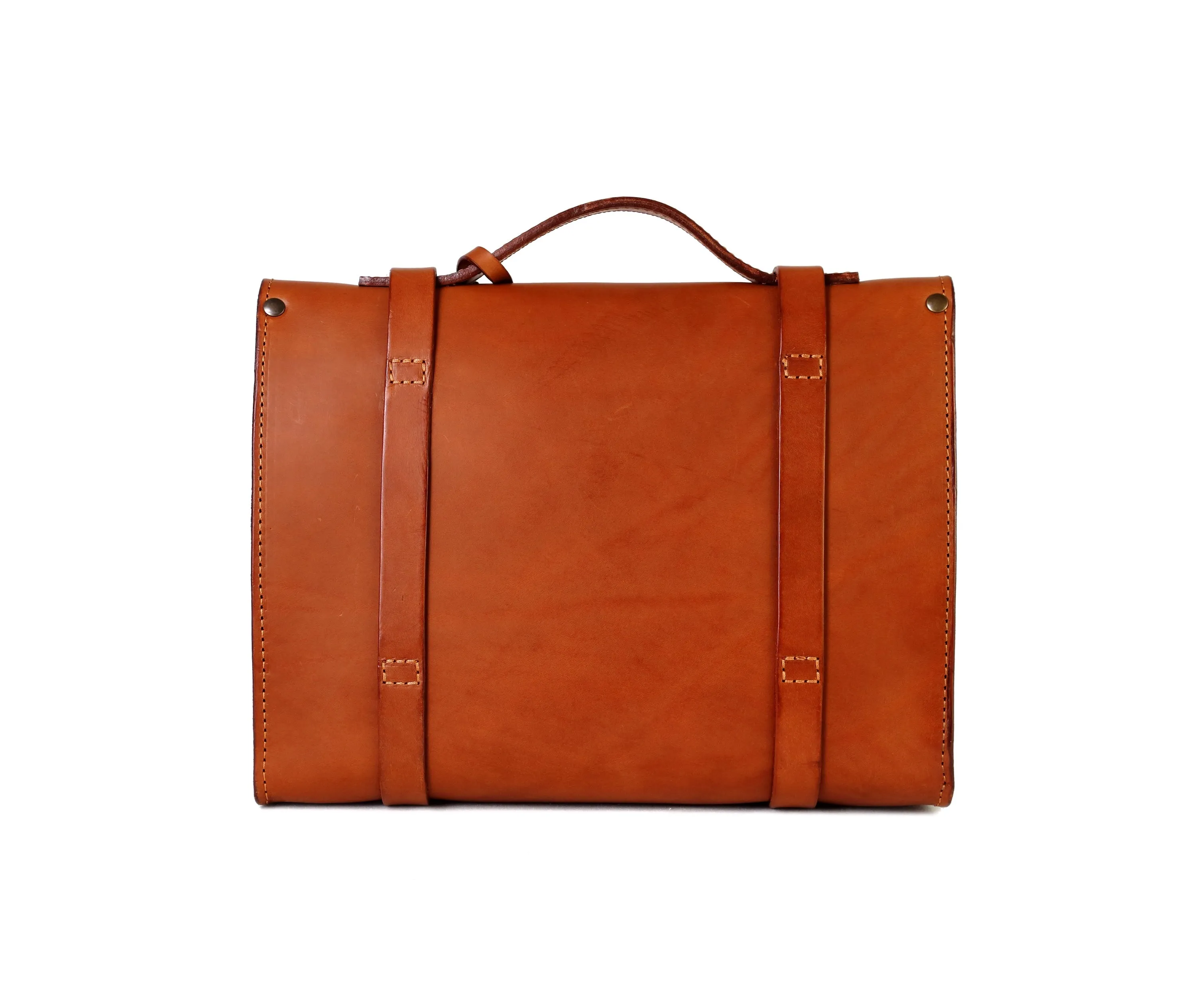 Leather Briefcase in Cuoio Brown Mod 125