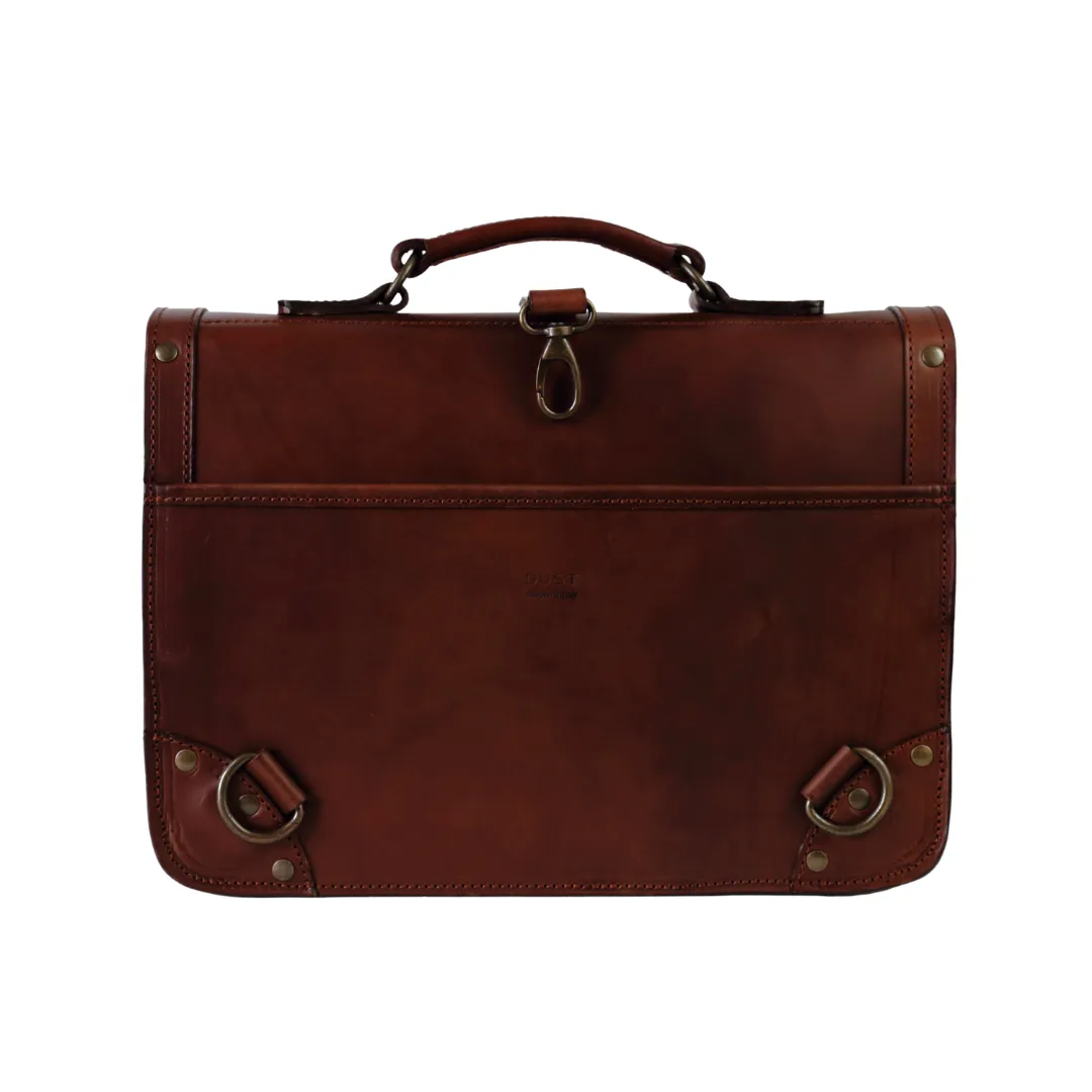 Leather Briefcase in Cuoio Dark Brown