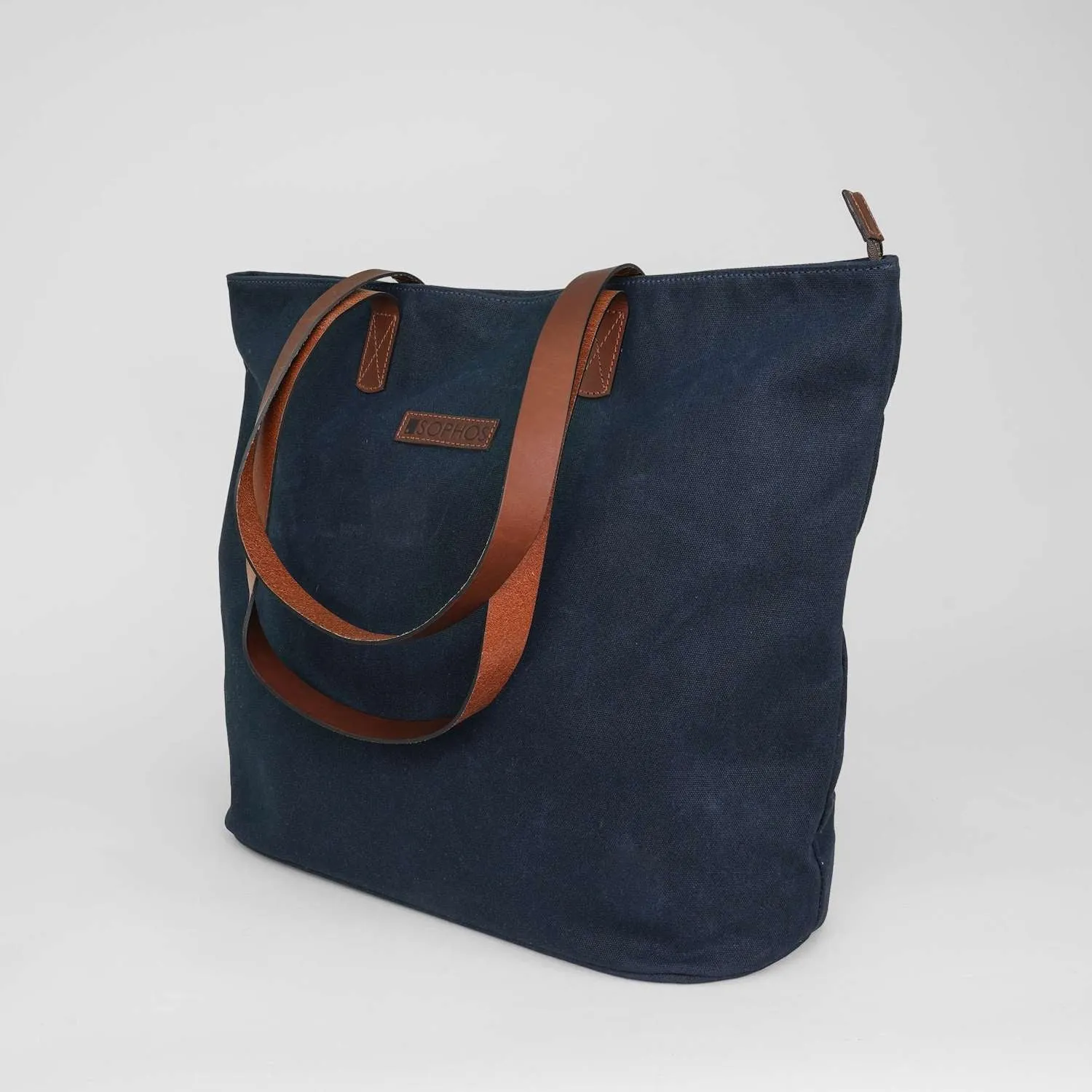 Navy Waxed Canvas Tote Bag