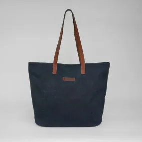 Navy Waxed Canvas Tote Bag