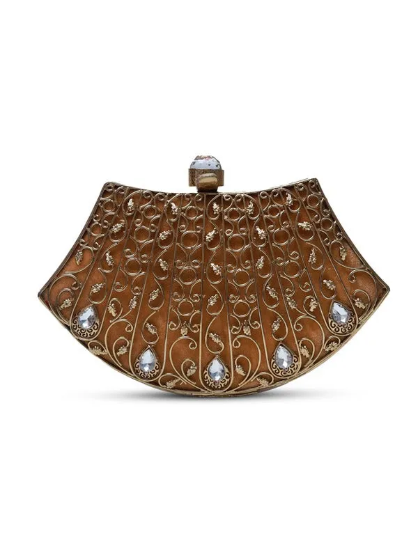 Nitya Intricate Embellished Brass Clutch