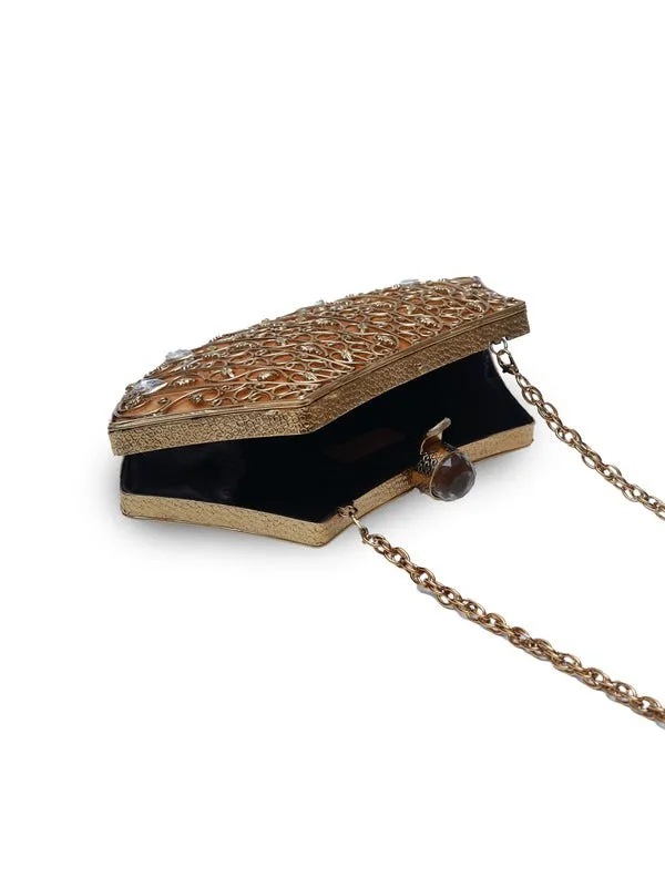 Nitya Intricate Embellished Brass Clutch