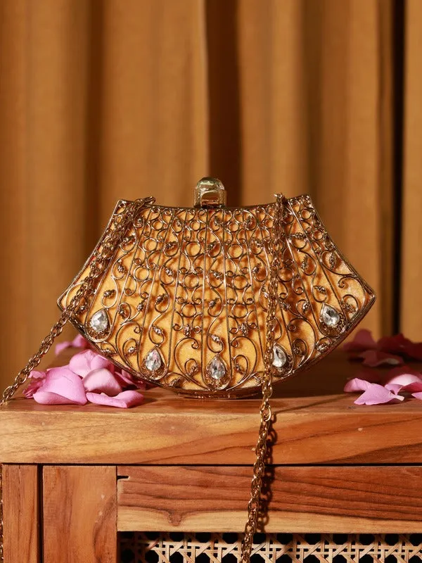 Nitya Intricate Embellished Brass Clutch