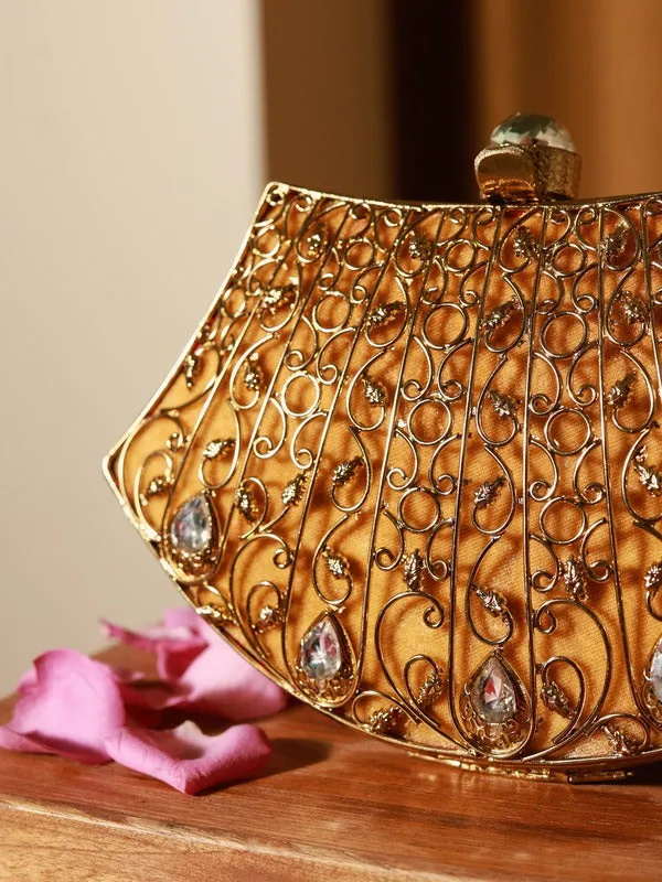 Nitya Intricate Embellished Brass Clutch