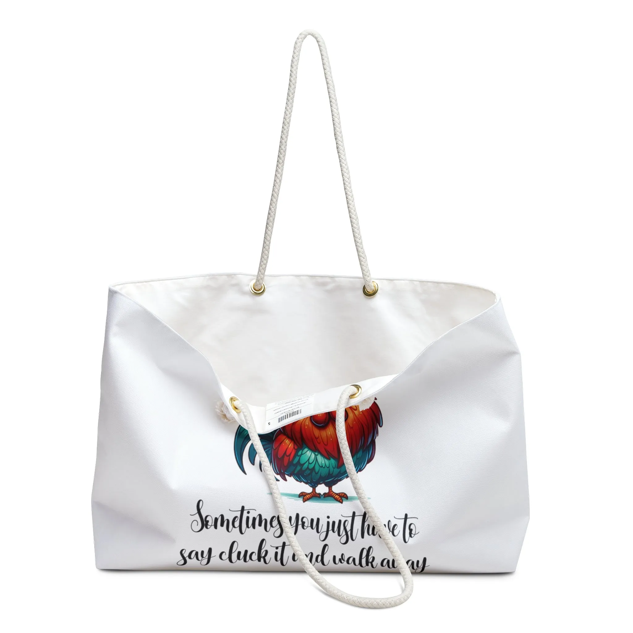 Personalised/Non-Personalised Weekender Bag, Chickens, Quote, Sometimes You Just Have to Say Cluck it and Walk Away, Large Weekender Bag, Beach Bag, Book Bag