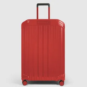 Piquadro Pq-Light Large Size Expandable Trolley With 4 Wheels In Polycarbonate Red