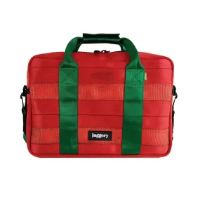 Portuguese Christmas Back Bencher's Bag in Red and Green Decommissioned Cargo belts [15" laptop bag]