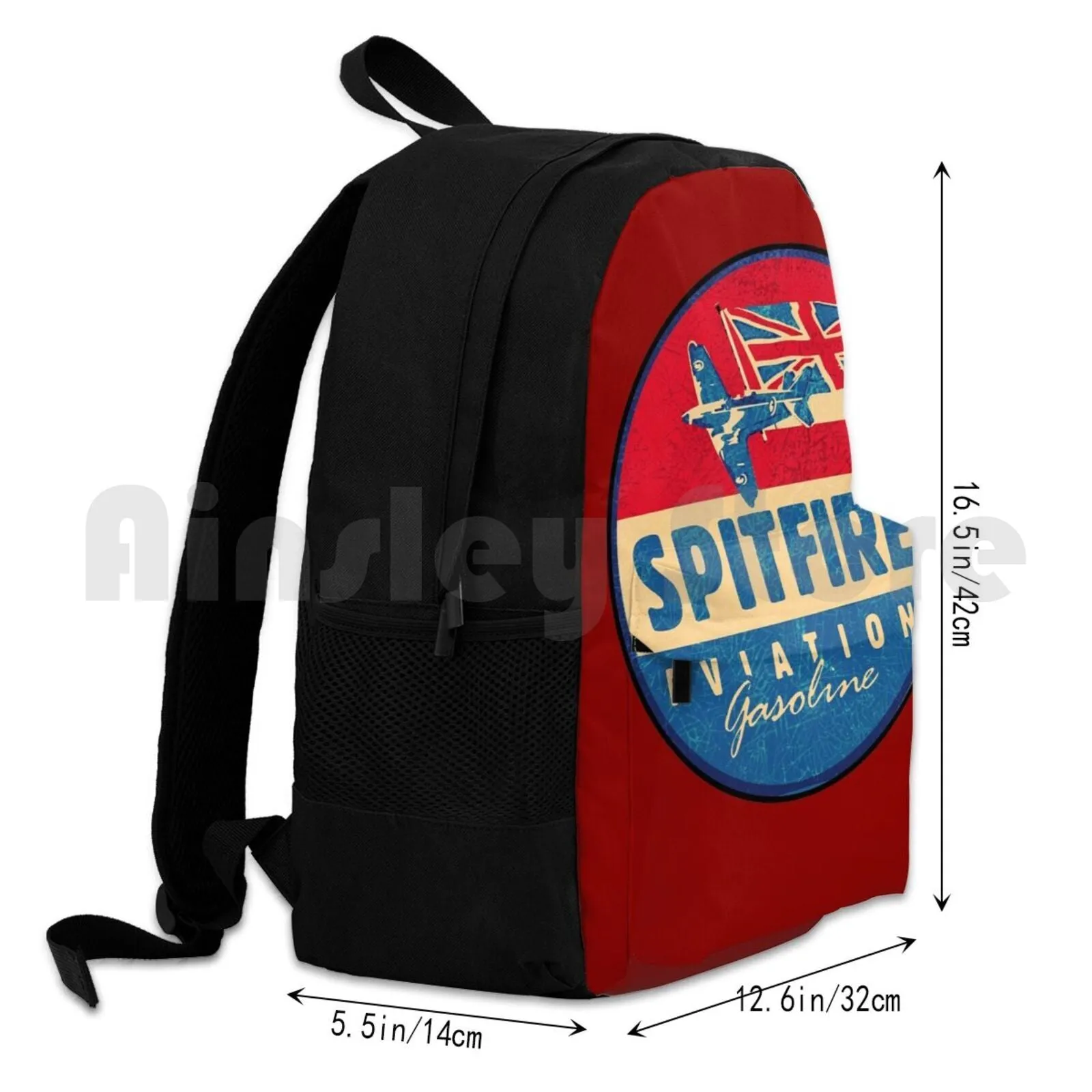 Spitfire Aviation Gasoline Outdoor Hiking Backpack Waterproof Camping Travel Spitfire Aviation Gasoline Fuel Pilot Plane Boeing