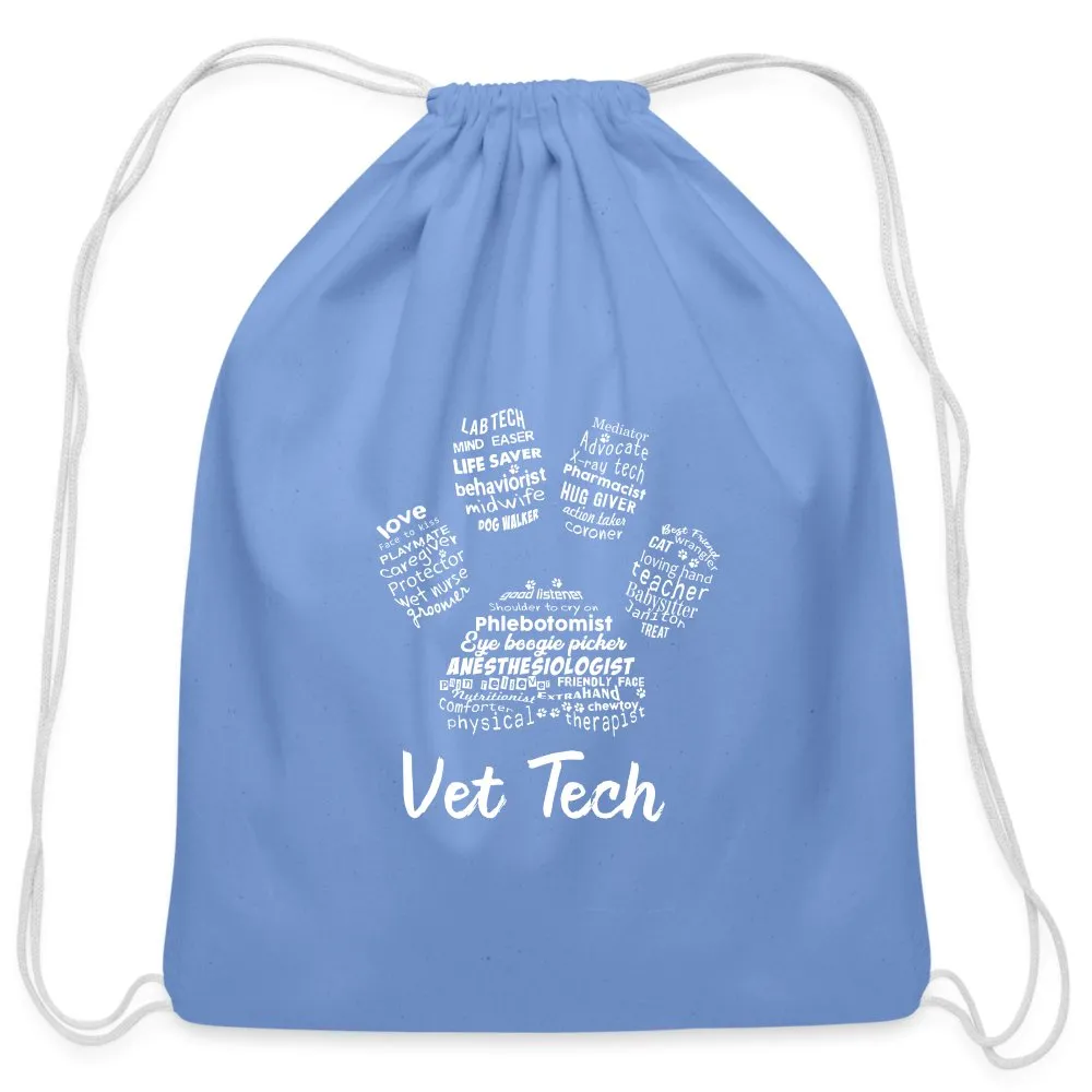 Vet Tech - Paw Print Cotton Drawstring Bag