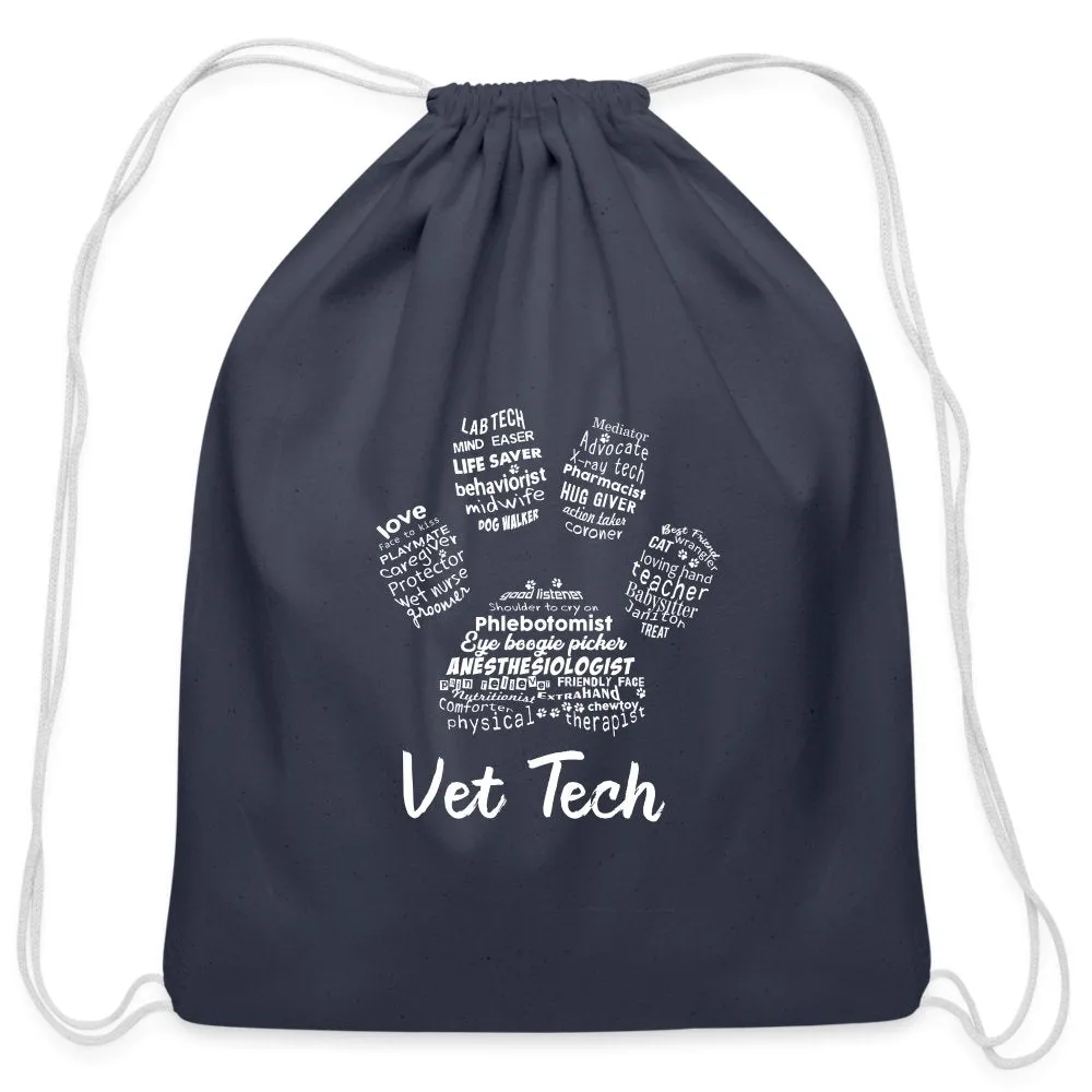 Vet Tech - Paw Print Cotton Drawstring Bag