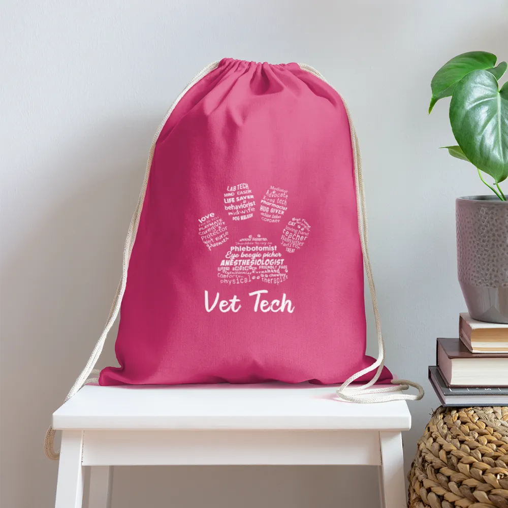 Vet Tech - Paw Print Cotton Drawstring Bag