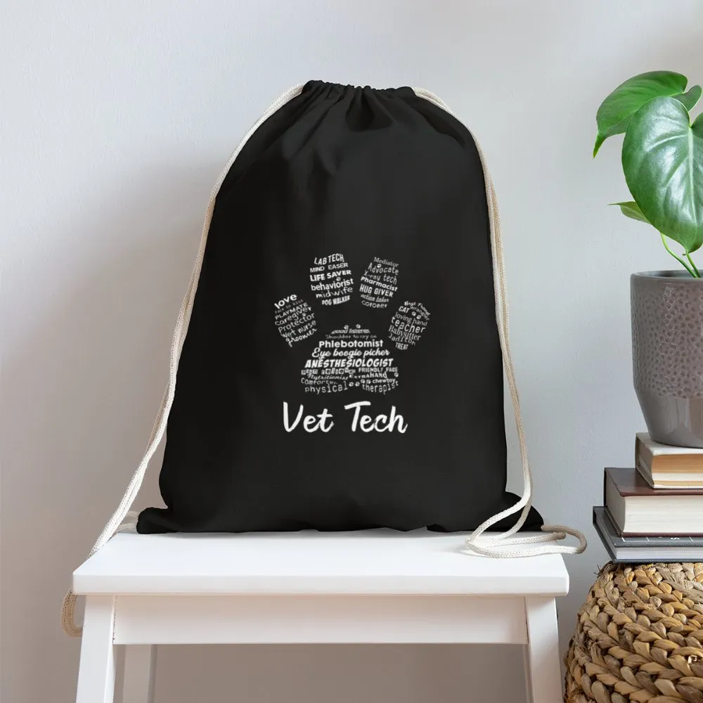 Vet Tech - Paw Print Cotton Drawstring Bag