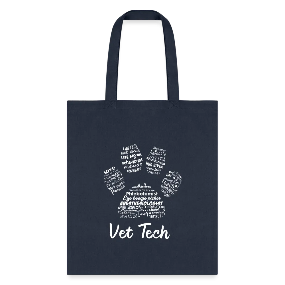 Vet Tech Pawprint Cotton Tote Bag